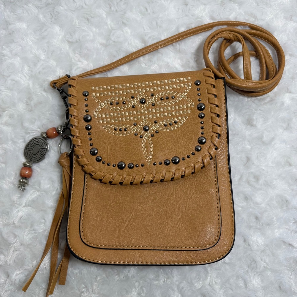 Sam & Hadley Tan Boho Western Studded Crossbody Bag